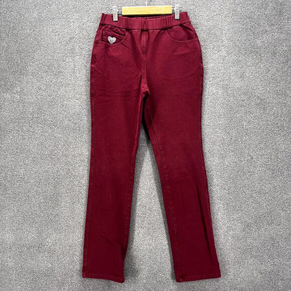 Dream Jeannes Pants womens XXS Red Flat Front Quaker Factory stretch Stright - Picture 1 of 13